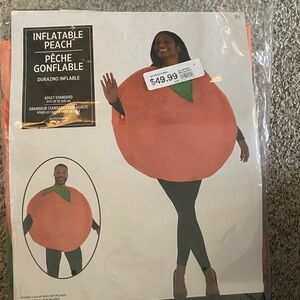 Inflatable Peach Costume - Orange with Green Leaf - Unbranded